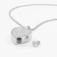 Load image into Gallery viewer, Heart Urn With Crystals Necklace - Silver
