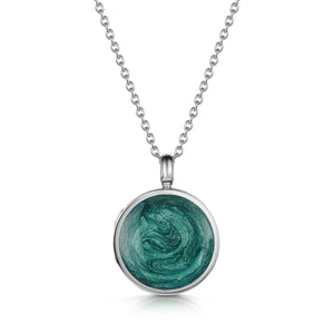 Round Ashes Resin Locket - Silver
