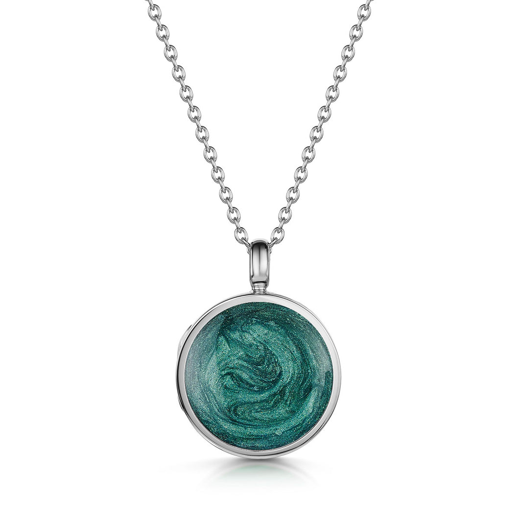 Round Ashes Resin Locket - Silver