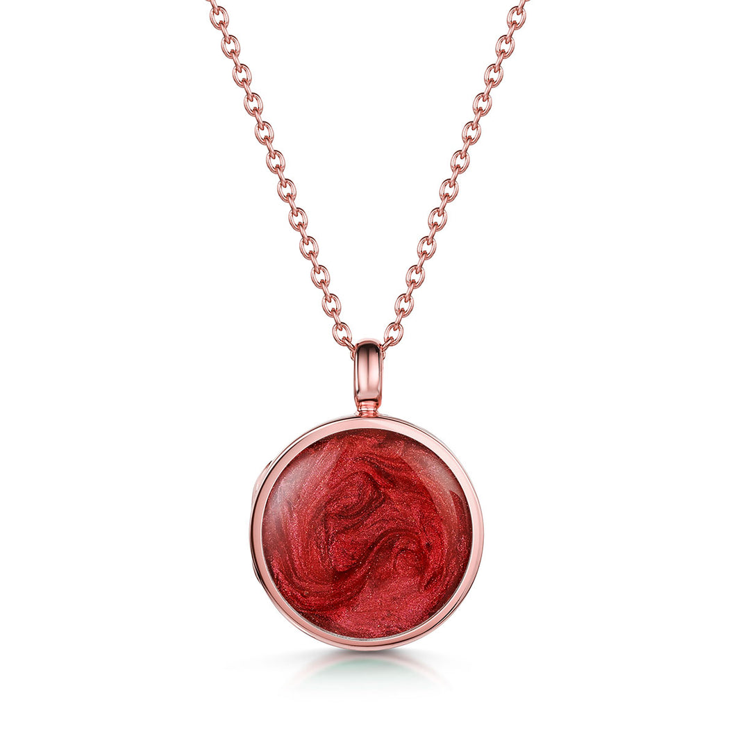 Round Ashes Resin Locket - Rose Gold