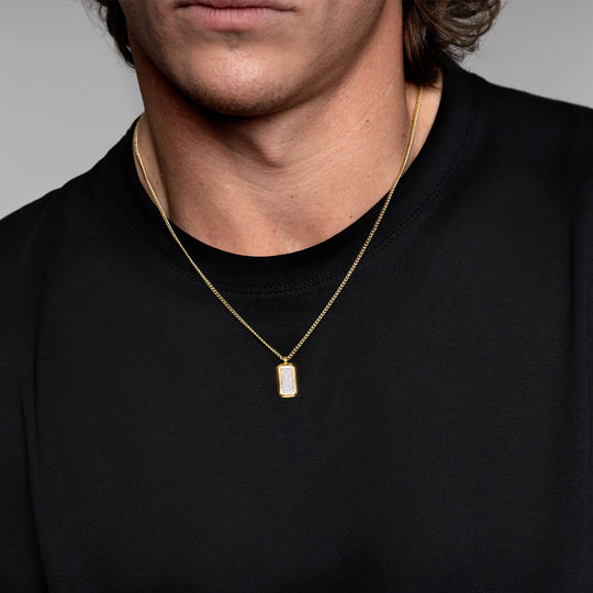 Ingot Cremation Ashes Resin Necklace - Gold