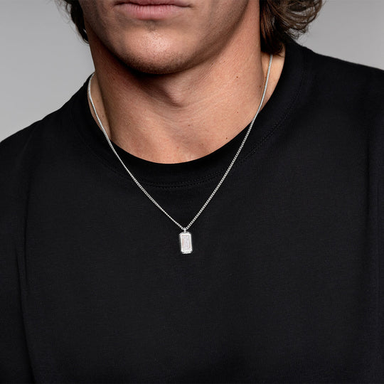 Ingot Cremation Ashes Resin Necklace - Silver