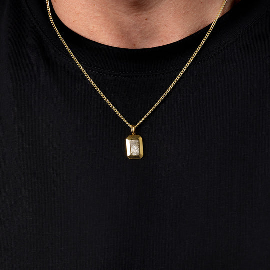 Fingerprint Ingot Tag Men’s Necklace – Gold