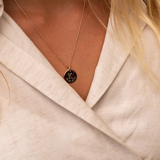 Initial & Date Personalised Necklace – Rose Gold