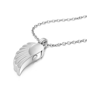 Angel Wing Urn Ashes Necklace - Silver