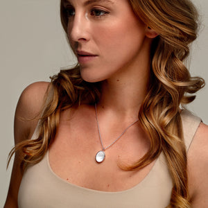 Mother Of Pearl Oval Locket - Silver