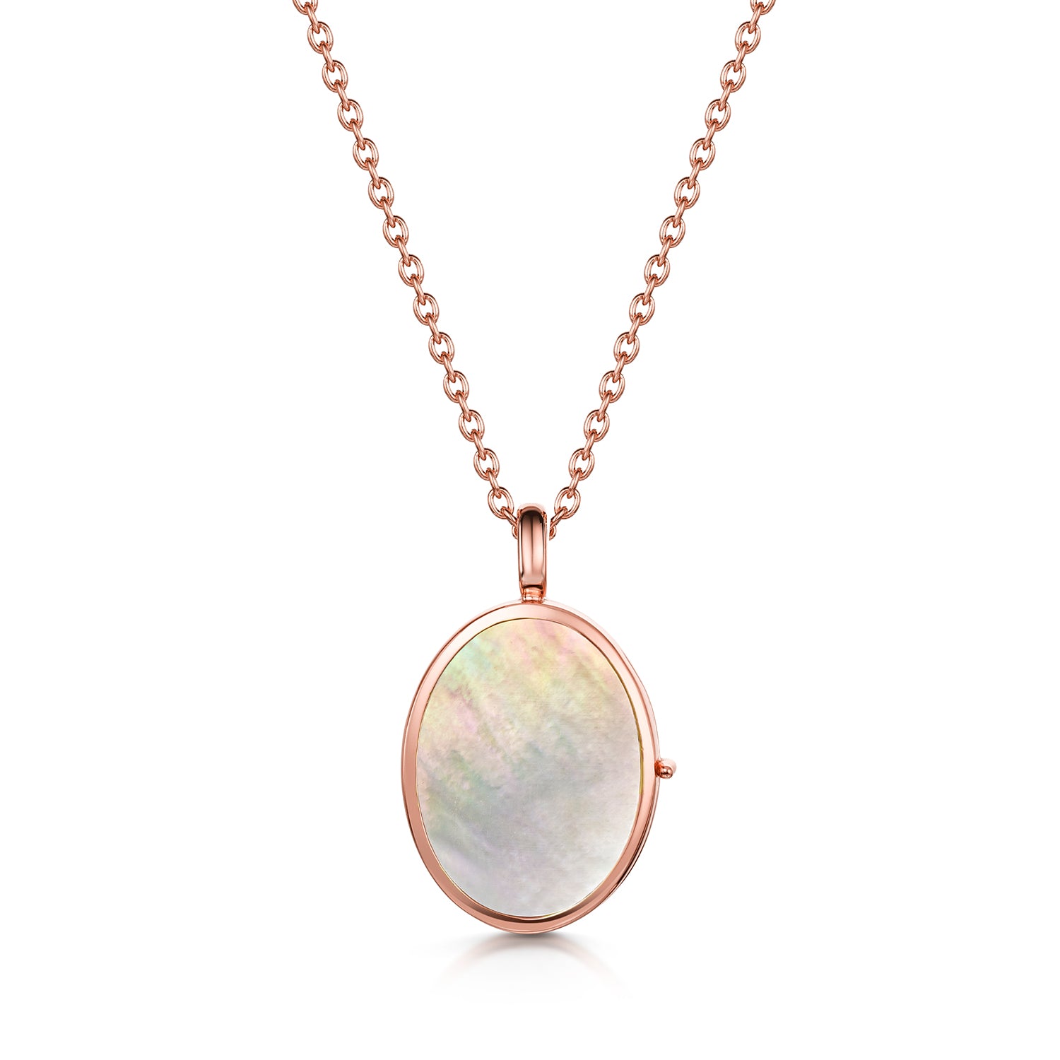 Mother Pearl Oval Locket Rose Gold