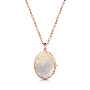 Mother Of Pearl Oval Locket - Rose Gold