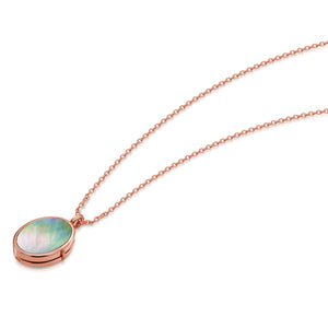 Mother Of Pearl Oval Locket - Rose Gold
