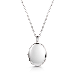 Mother Of Pearl Oval Locket - Silver