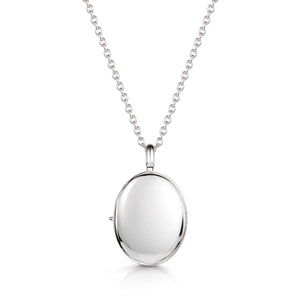 Black Mother Of Pearl Oval Locket - Silver