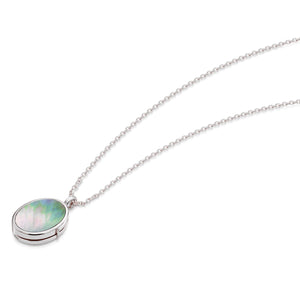 Mother Of Pearl Oval Locket - Silver