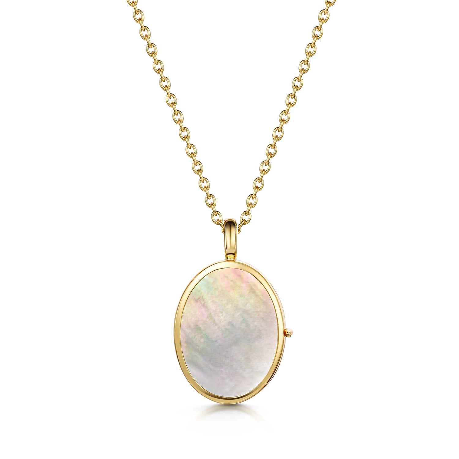 Mother Of Pearl Oval Locket - Gold
