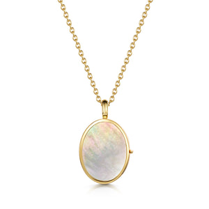 Mother Of Pearl Oval Locket - Gold