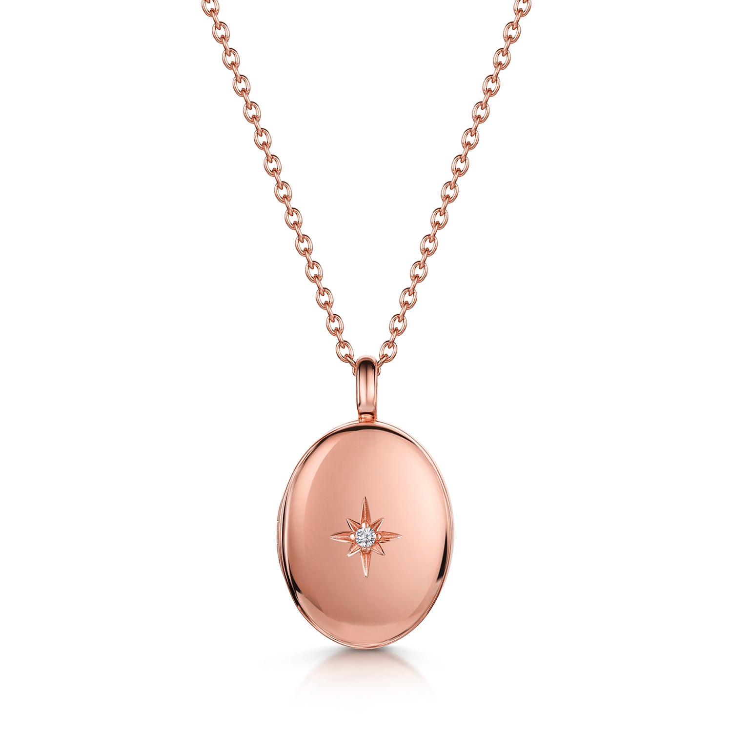 Oval Locket Clear Crystal Rose Gold