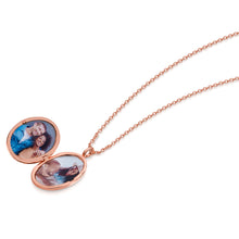 Load image into Gallery viewer, Large Rose Gold Oval Locket With Clear Crystal
