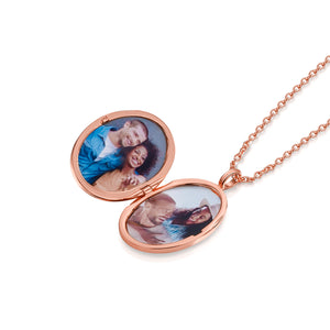 Large Rose Gold Oval Locket With Clear Crystal