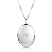 Load image into Gallery viewer, Large Silver Oval Locket With Clear Crystal
