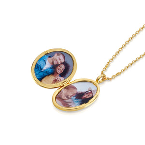 Large Gold Oval Locket With Clear Crystal