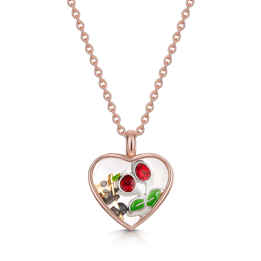 Floating Heart Memory Locket - Rose Gold