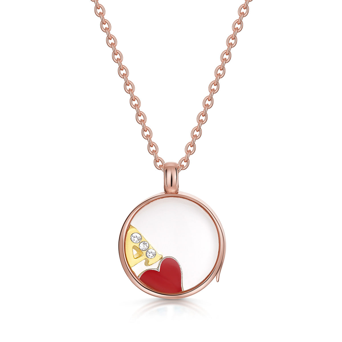 Floating Round Memory Locket Rose Gold
