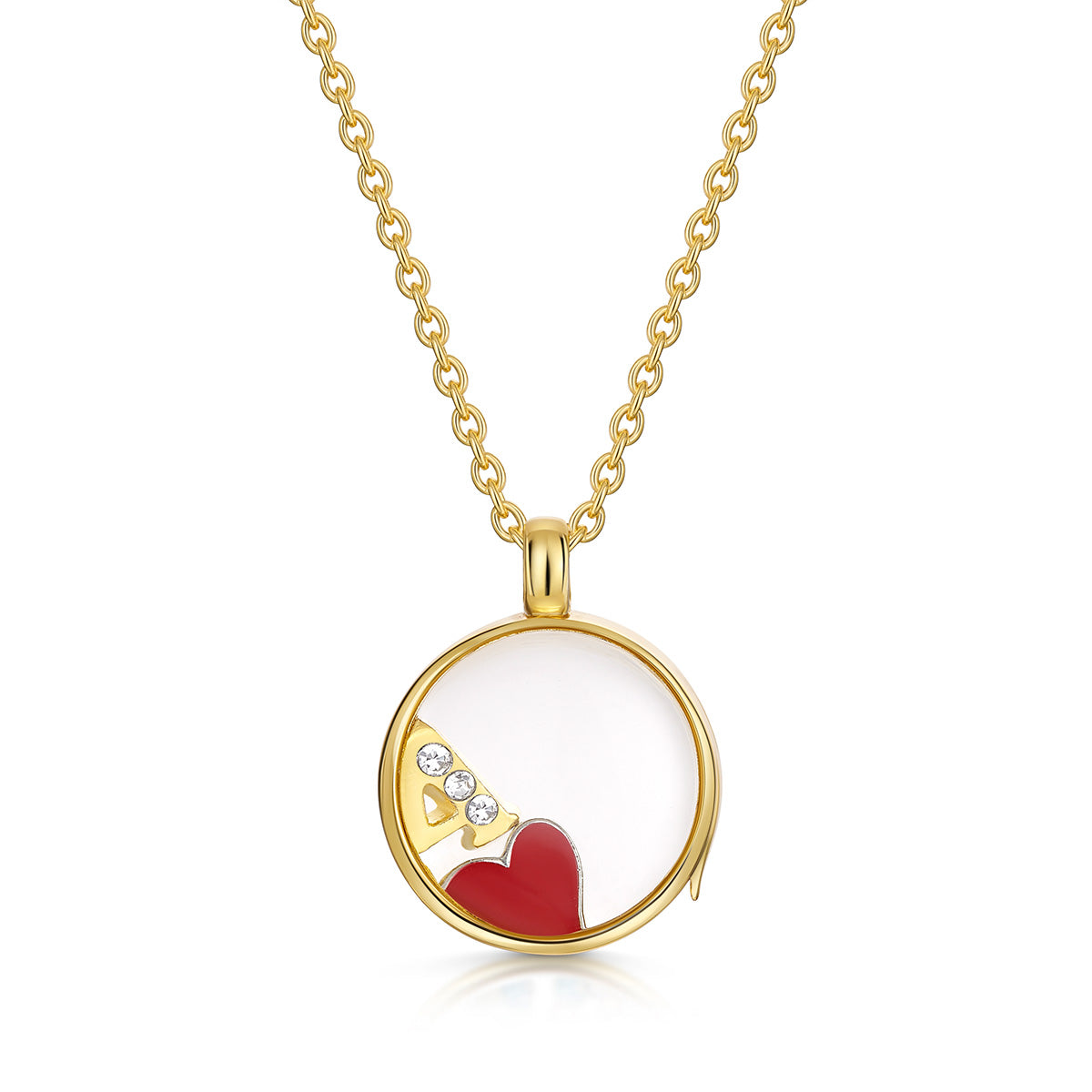 Floating Round Memory Locket - Gold