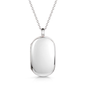 Men's Silver Oval Tag Locket