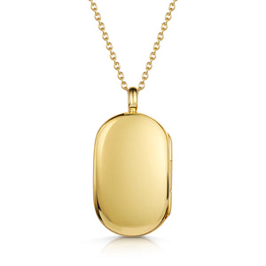 Mens Gold Oval Tag Locket