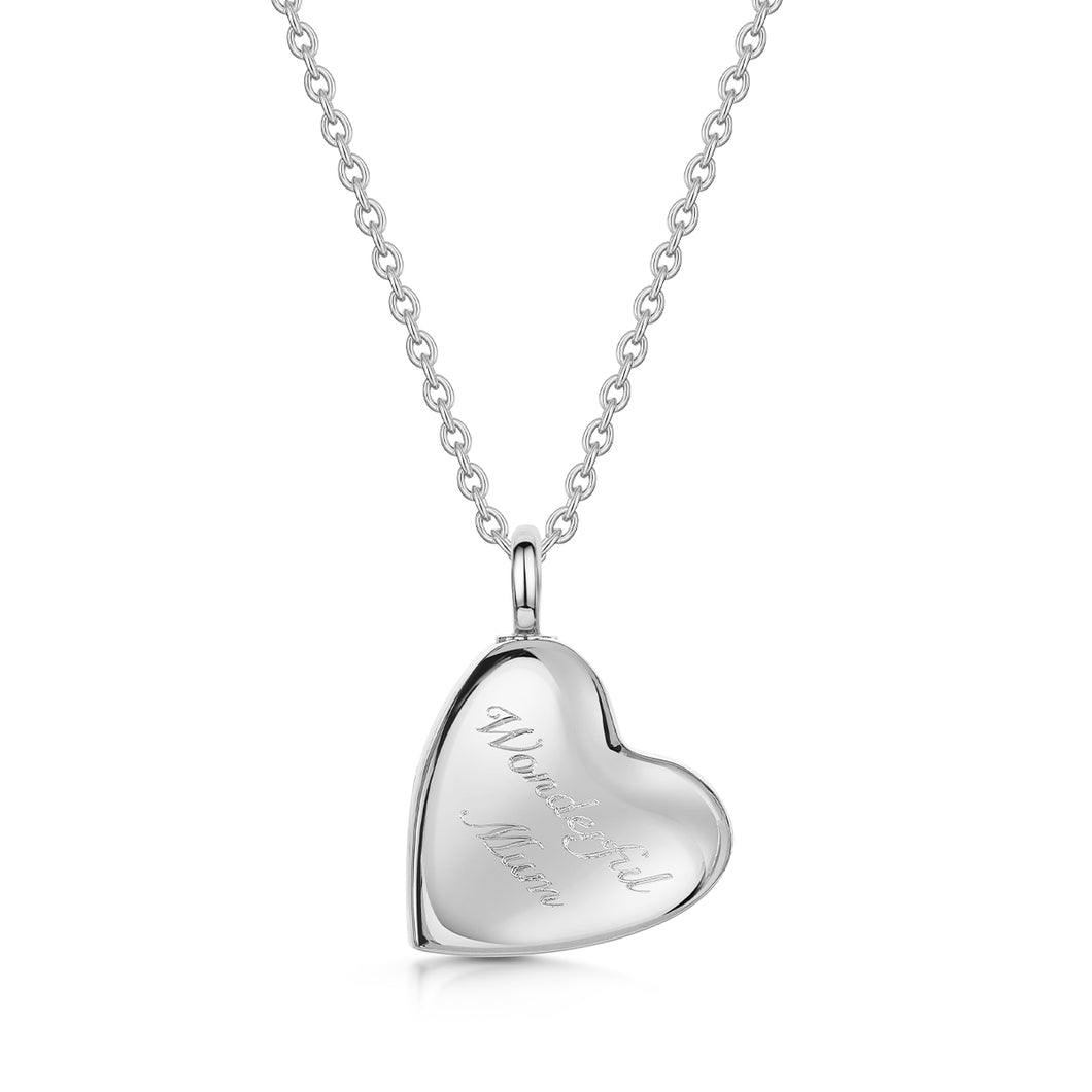 Drop Heart Urn Necklace - Silver