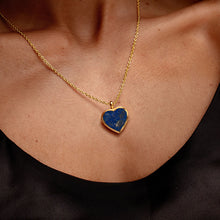 Load image into Gallery viewer, Lapis Lazuli Modern Heart Locket – Gold
