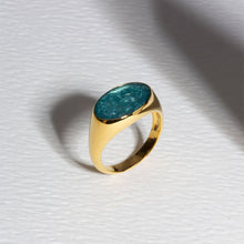 Load image into Gallery viewer, Large Oval Signet Ashes Resin Ring - Gold
