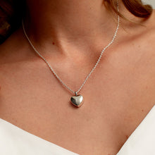 Load image into Gallery viewer, Large Crystal Heart Urn Ashes Necklace – Silver

