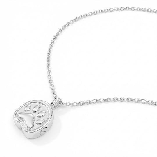 Pressed Paw Urn Necklace - Silver