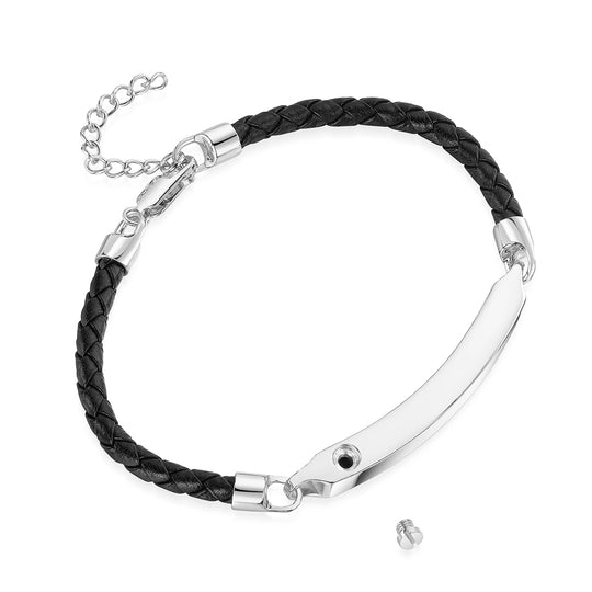 Legacy ID Bar Urn With Braided Bracelet  - Silver