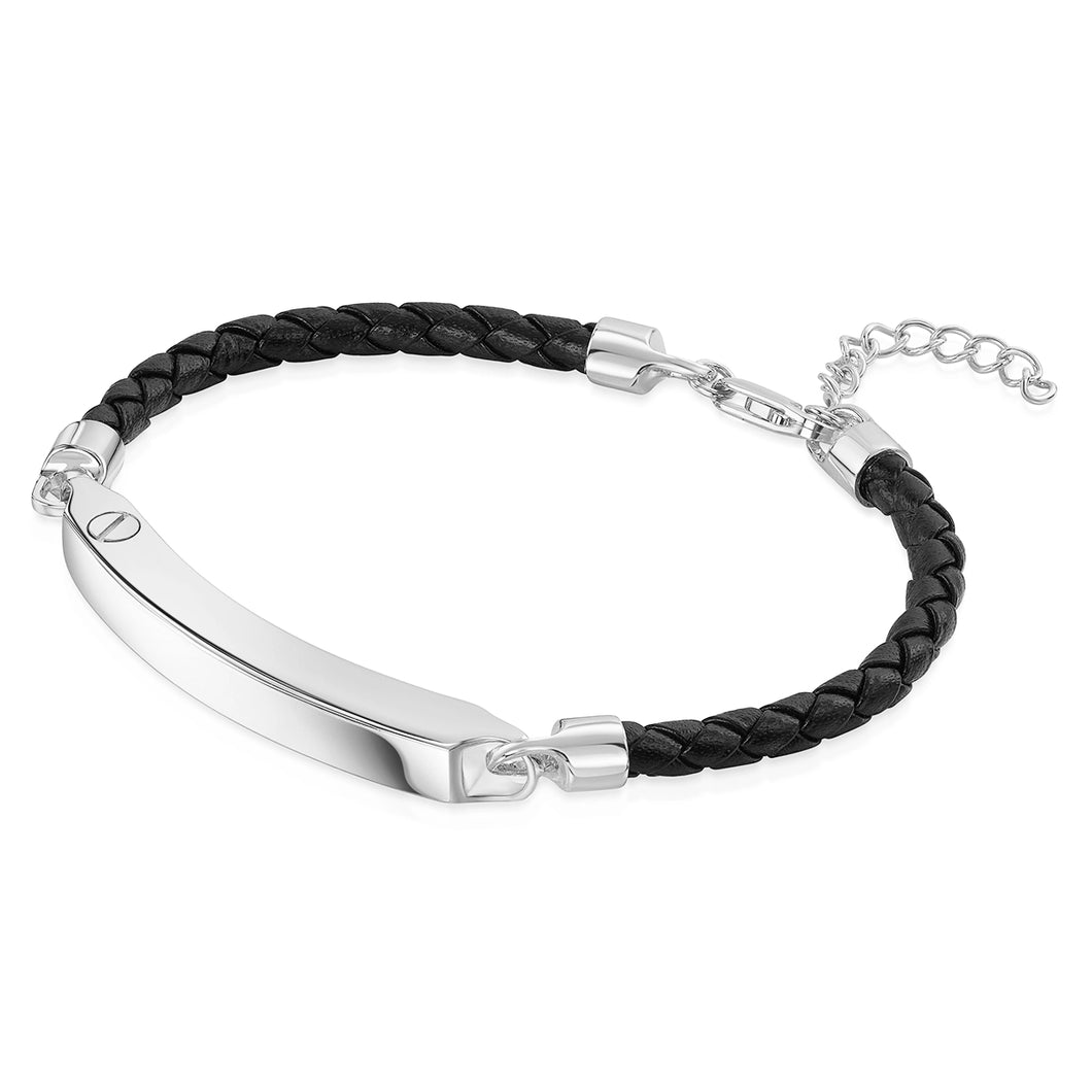 Legacy ID Bar Urn With Braided Bracelet  - Silver