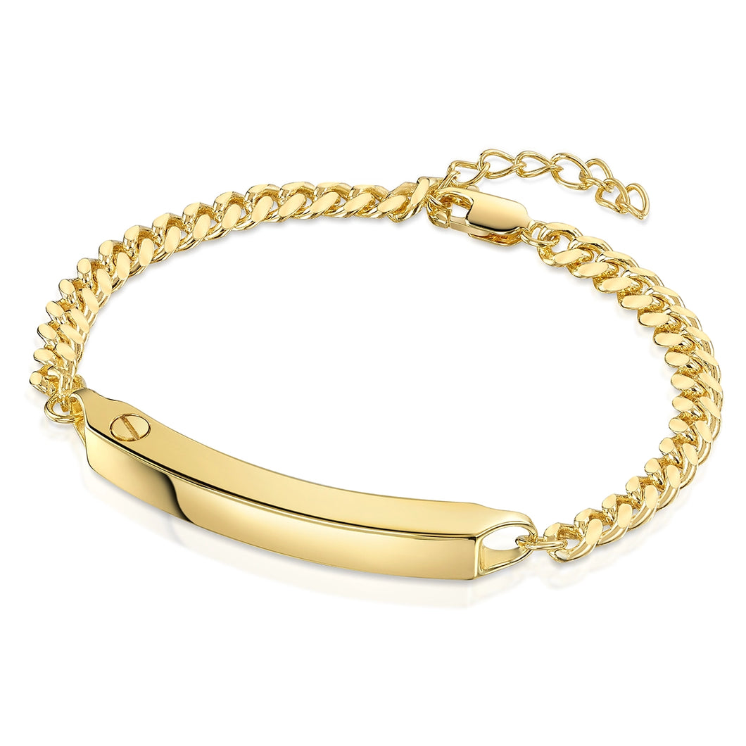 Legacy Name Bar Urn With Cuban Chain Bracelet  - Gold