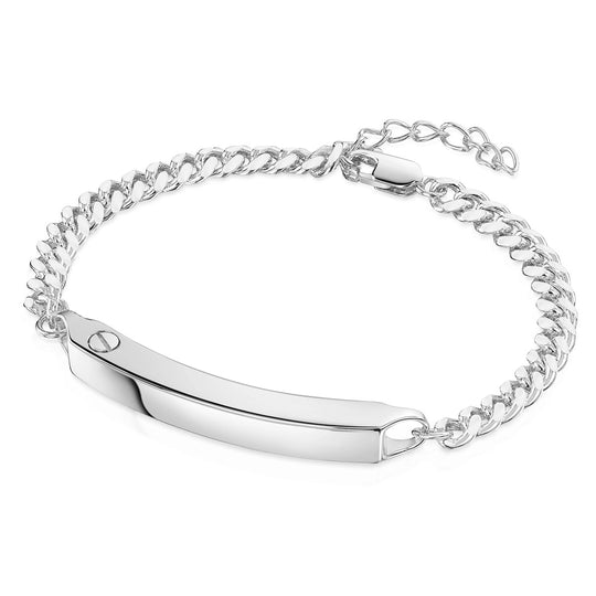Legacy Bar Urn With Cuban Chain Bracelet Silver