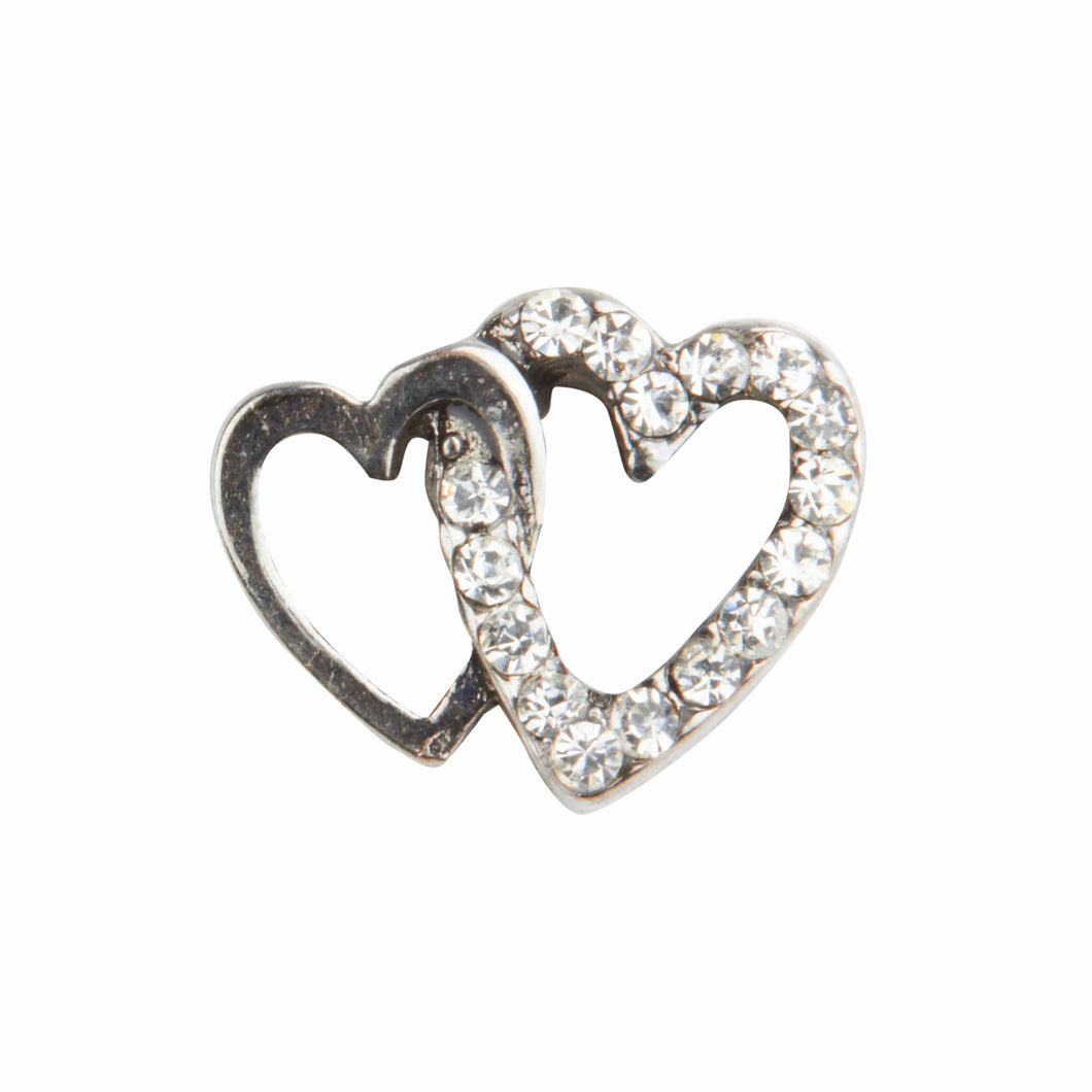 Interlocking Heart Crystal Charm