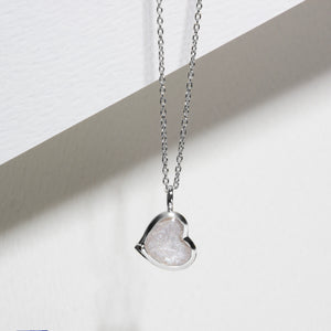 Drop Heart Ashes Resin Pendant - Silver