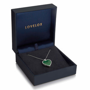 Malachite Personalised Heart Locket – Silver