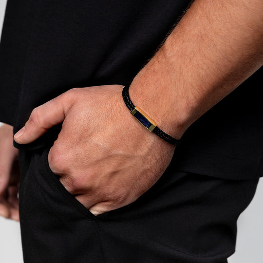 Men’s Ashes Resin Braided Double Cord Bracelet – Gold