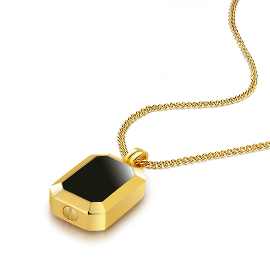 Men's Black Onyx Ingot Urn - Gold