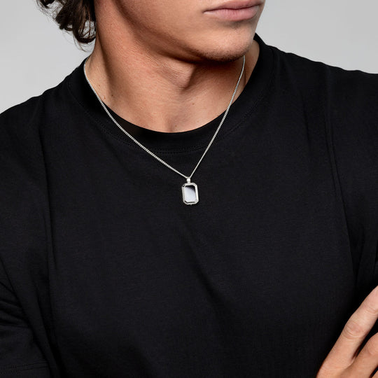 Men's Black Onyx Ingot Urn - Silver