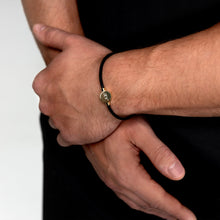 Load image into Gallery viewer, Men's Braided Cord Bracelet With Circular Urn - Gold
