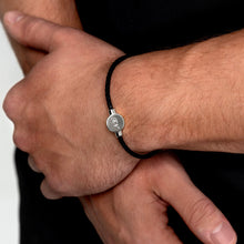 Load image into Gallery viewer, Men's Braided Cord Bracelet With Circular Urn - Silver
