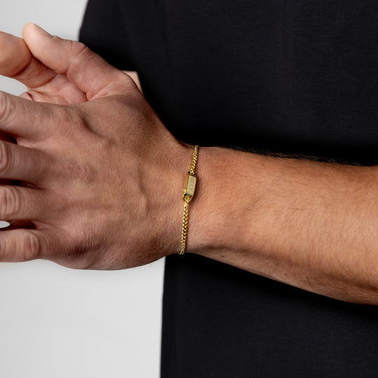 Men's Capsule Urn Bracelet With Cuban Chain - Gold