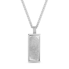 Load image into Gallery viewer, Mens Fingerprint Tall Ingot Urn Necklace Silver
