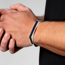 Load image into Gallery viewer, Men's Geometric Flat-Top Ashes Resin Bangle - Silver

