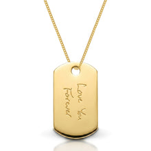 Load image into Gallery viewer, Men’s Handwriting Army Dog Tag Necklace – 18K Gold Plated Solid Gold
