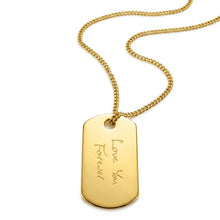 Load image into Gallery viewer, Men’s Handwriting Army Dog Tag Necklace – 18K Gold Plated Solid Gold
